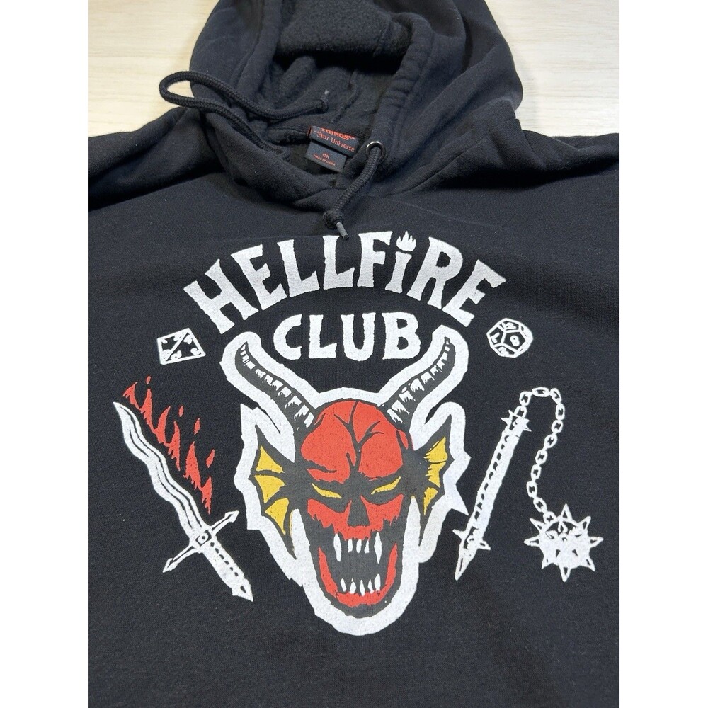 Stranger Things Netflix HELLFIRE CLUB Size 4XL Hoodie Sweatshirt Black